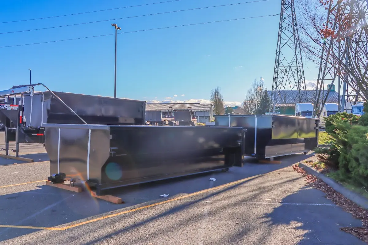Roll-off dumpster ready for waste disposal at job site for 2 Yard Dumpster Rental in Benicia